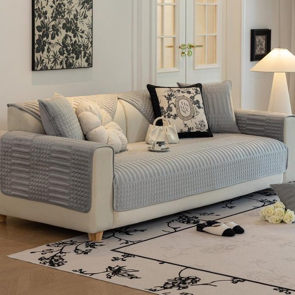 CojíN De Terciopelo Para Sofá De OtoñO E Invierno Cubierta De CojíN De Sofá Moderna Simple Antideslizante 70*70Cm Gray-image