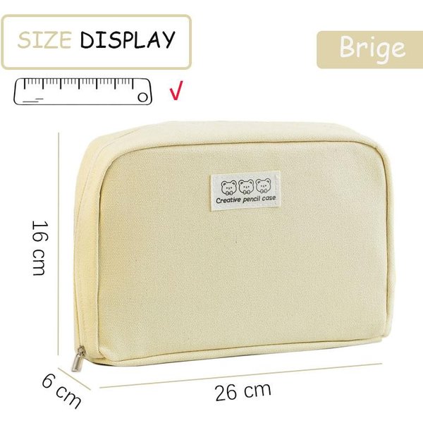 Estuche Para LáPices Kawaii, Bolsa De Gran Capacidad, Caja Para NiñAs, Material Escolar JaponéS, Coreano, Para Oficina Beige-image