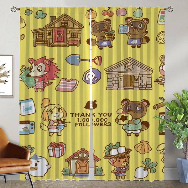 Cortinas Antimosquitos Animal Crossing 2 Piezas Cortina De Ventana Para HabitacióN 2 Paneles Estores Tul Para Dormitorio DecoracióN De Halloween W50Xh70Cmx2Pcs-Cl-image