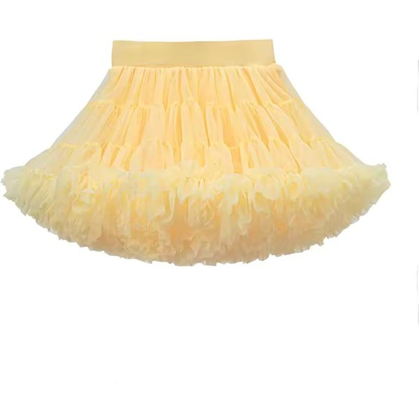 Falda De Encaje NiñAs Falda Pettiskirt De Gasa Esponjosa Colores SóLidos Faldas Tutú Falda De Baile Para NiñA Enagua De Tul NavideñA Tul 8-12Years Amarillo-image
