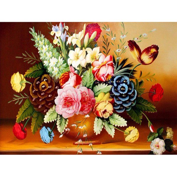 5D DIY Diamentowe Malowanie RośLina Doniczkowa Haft Cross Stitch Rhinestone Mozaika Do Dekoracji Domu 20X30CM Beige-image