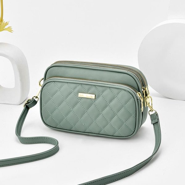 Modna Saszetka W KształCie Rombu Na Telefon Dla Kobiet, MięKka SkóRzana Torba Crossbody, Trzywarstwowa Torba Na Ramię/Listonoszka 23X6X15Cm BiałY-image