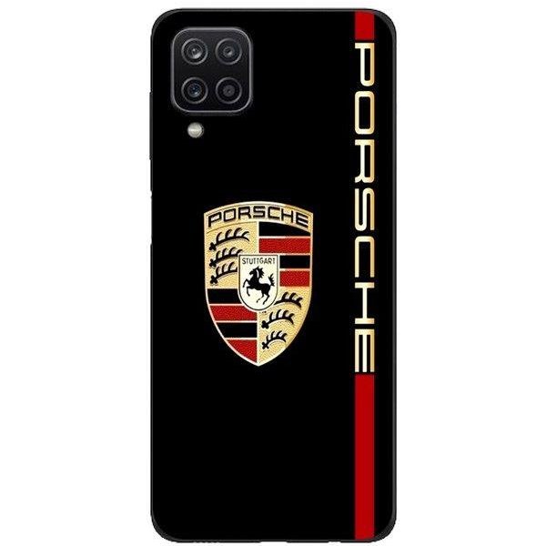 Funda Maniacase Para Samsung Galaxy A12 Logo Porsche Rojo Y Dorado Fondo Negro-image