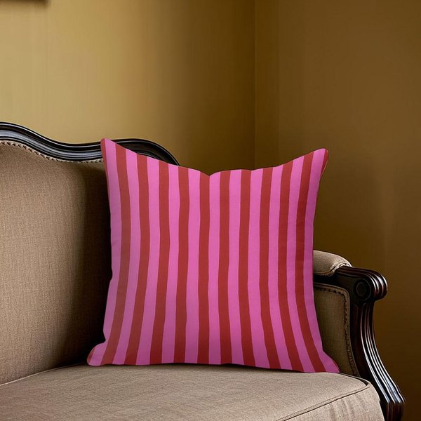 Funda De CojíN Cuadrada Jacquard Rayas Rosas Y Rojas Para Sofá Oficina CojíN Lumbar Funda De Almohada Decorativa Para El Hogar 45X45Cm-image