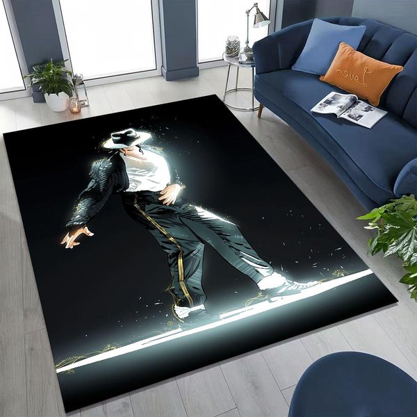Modny Dywan Artystyczny MJ Michael Jackson KróL Popu Do Sypialni Salonu Kanapy Domu Mata WejśCiowa Dekoracja, DużA AntypośLizgowa Mata PodłOgowa Dla Dzieci 60X90Cm( 23X35In )-image