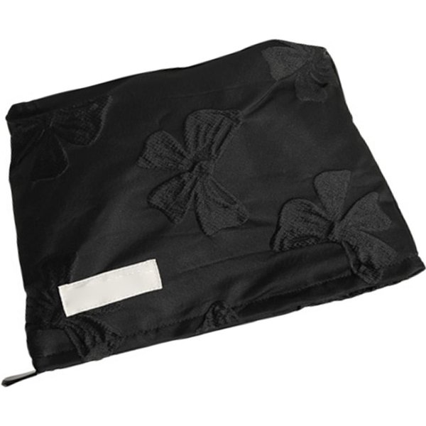 Bolsa De Maquillaje Para Mujer Estampado De Lazos Gran Capacidad Cierre De Cremallera Bolsa De Almacenamiento CosméTico Para Viaje Negro Black-image