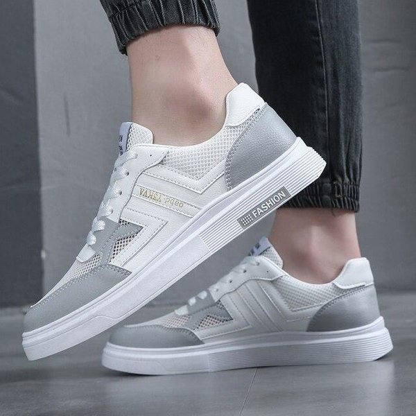Zapatos De Malla Blanca Para Hombre MáS Nuevos Transpirables CóModos Zapatillas De Running Talla Grande 44 Zapatillas De Verano Para Hombre Zapatos Casuales Para Estudiante 8.5 White-image