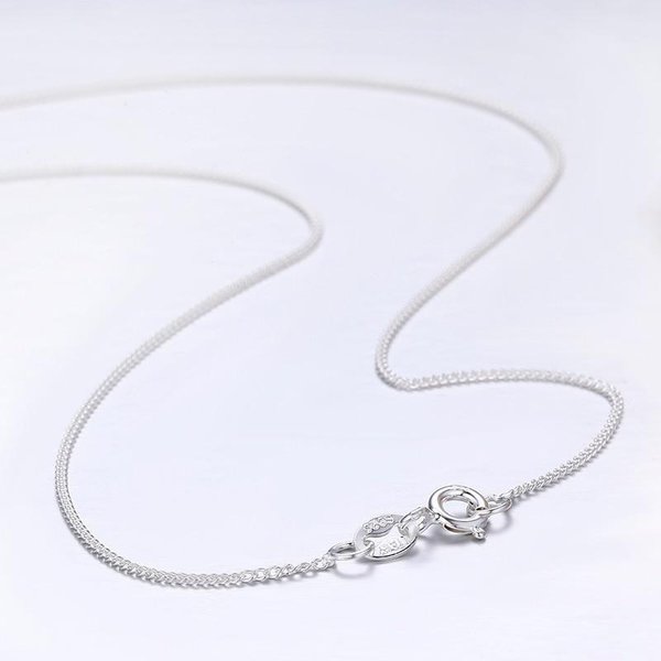 Collares Choker De Cadena Cubana Lateral Delgada Fina De Plata De Ley 925 Pura De 14 -32 Para Mujer JoyeríA Kolye Collare Collier Ketting 35Cm-image