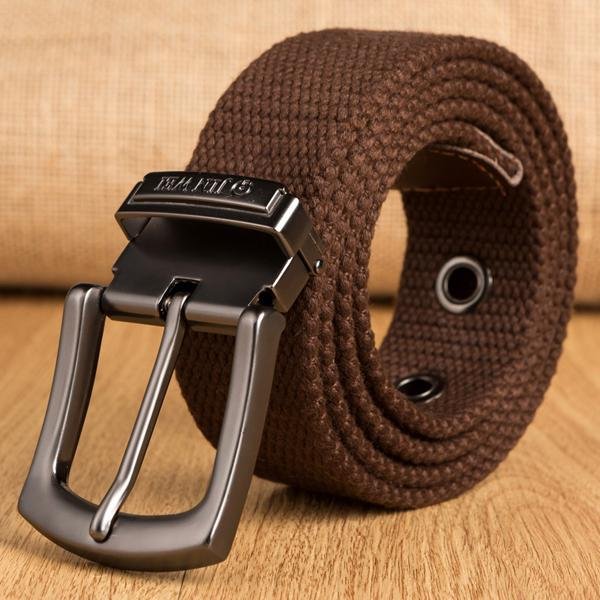Cinturones De Lona Para Hombre, Hebilla De Metal A La Moda, Correa TáCtica Militar, CinturóN EláStico Masculino Para Pantalones Vaqueros 130Cm-image
