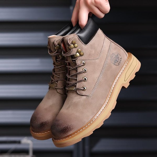 Botas Martin De OtoñO E Invierno Zapatos De CañA Alta Para Hombre Estilo BritáNico CombinacióN Total Botas De Trabajo Para Exterior Botas De Nieve Para Hombre Botas De CañA Media Para Hombre 44 Beige-image