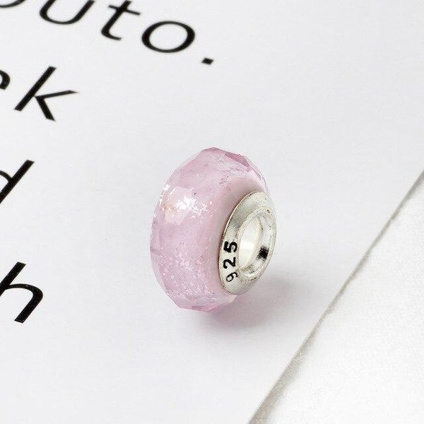 100 % Plata De Ley 925 Cuentas De Cristal Rosa Ajuste Charms Plata 925 Pulsera Original Diy Mujeres AutéNtica JoyeríA S925 Color Rosa-image