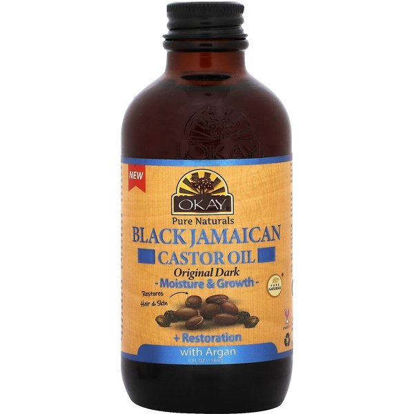 Okay Pure Naturals, Czarny Jamajski Olej Rycynowy Z Arganem, Original Dark, 4 Fl Oz (118 Ml) Black-image