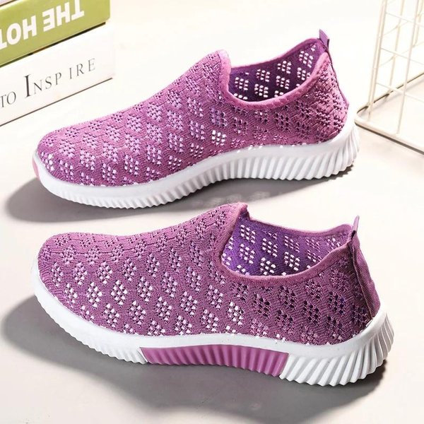 Modne Buty Z Siateczki Damskie Buty Sportowe Buty OddychająCe PłAskie Buty MięKka Podeszwa Casualowe Trampki 38 Fioletowy-image