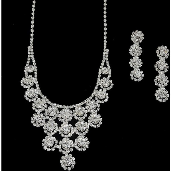JoyeríA GeoméTrica Con Flecos De PedreríA Accesorios Nupciales Pendientes Collar Set Accesorios Para Banquetes Blanco-image