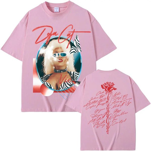 Doja CAT UNISEX-DOROSŁY Doja CAT Oficjalna Lista UtworÓW Koszulka Doja Cat Taka Sama Jak Oficjalna Strona Wysokiej JakośCi Koszulka BawełNiana OkrąGłY Dekolt Zabawne Letnie Stylizacje XXL-image