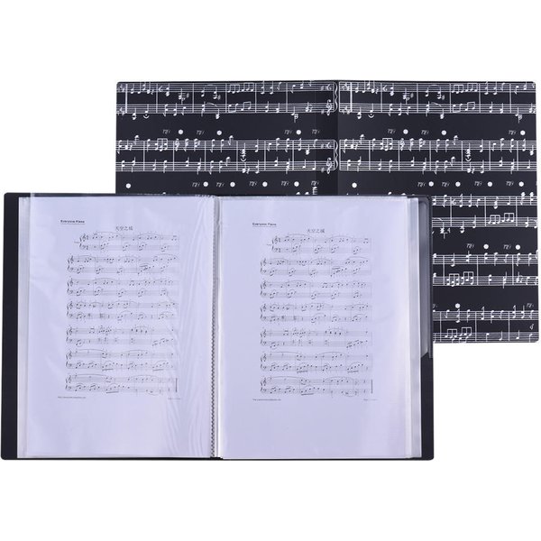 Archivo De Partituras De Partituras, Carpeta De Almacenamiento De Documentos En Papel, Soporte De PláStico, TamañO A4, 40 Bolsillos Para Paquetes Negro-image