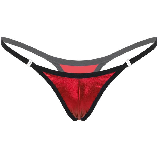 Braguitas De Bikini Para Mujer, Ropa Interior Brillante, Microtanga Sexy De Talle Bajo One Size Red-image