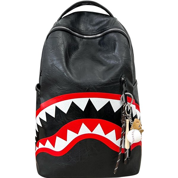 Mochila Con Estampado De Graffiti Mochila Boca De TiburóN Gran Capacidad Mochila Escolar Para Estudiantes Style1 Negro-image