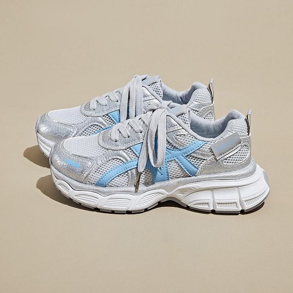 Nowe Buty Taty Dla Kobiet Na Lato Studenckie Sportowe I Rekreacyjne Siateczkowe OddychająCe Gruba Podeszwa Wysokość 36 Gray-image