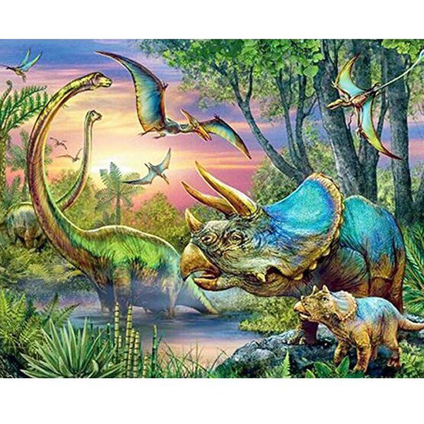 5D PełNa Diament Malarstwo ZwierzęTa Dekoracje Diament Mozaika Haft Dinozaur Cross Stitch 20X30CM-image