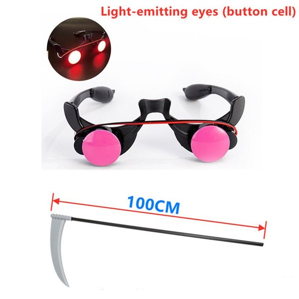 Kostium Cosplay Na Halloween Kostium ŚMierci Straszny Szkielet Kostium DziecięCy ŚWiecąCe Czerwone Oczy Szata Ducha ŚMierci WyśLij Akcesoria Z Kosą S(100-130CM)-image