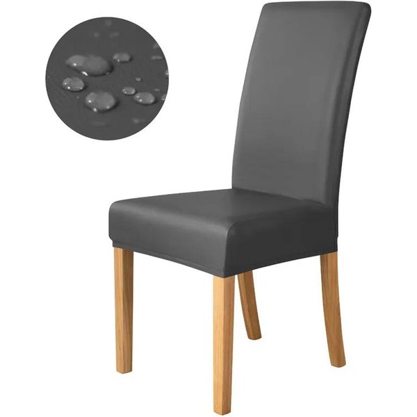 1 Pieza Fundas Para Sillas De Comedor Cuero Impermeable EláSticas Fundas Para Sillas Fundas Para Asientos Protector De Silla Para Hotel Banquete Hogar Color SóLido Gray-image