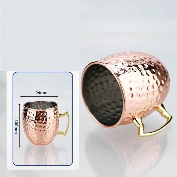 Kubek Z Czystej Miedzi 500 Ml Moscow Mule RęCznie Robiony Kubek Miedziany MłOtkowany GłAdkie WykońCzenie Kubki Moscow Mule Mules Koktajle Kawa Piwo-image