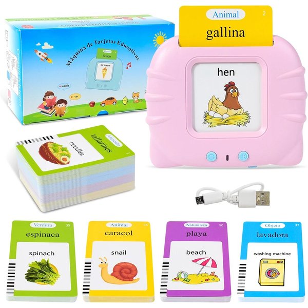 Elektroniczne HiszpańSkie Karty Poznawcze Dla Dzieci, MóWiąCe Fiszki, KsiążKi Audio, Fiszki, Wczesna Edukacja, Nauka SłóW, Zabawki Do Nauki, Gra-image
