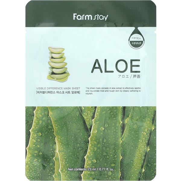 Farmstay, Visible Difference Beauty Sheet Mask, Aloe, 1 Sheet, 23Ml (0.77Fl Oz) White-image