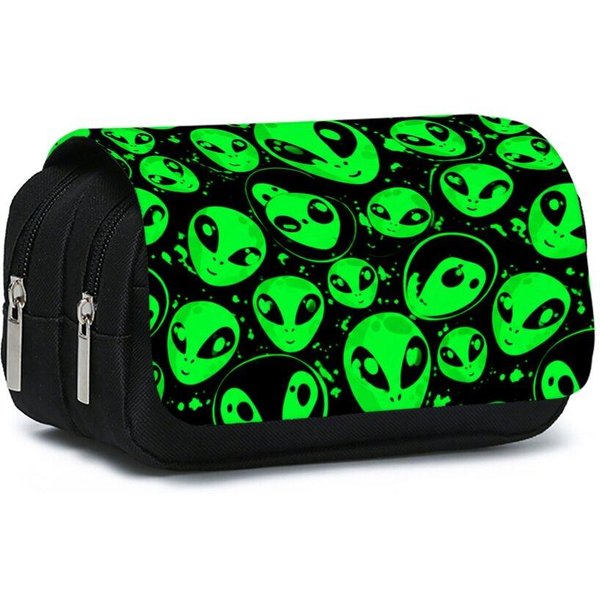 Estuche Para BolíGrafos Tipo Flip De Doble Capa Con Estampado De Chimpancé AlieníGena Para NiñO/NiñA, El Mejor Regalo, Estuche Para LáPices De Dibujos Animados 2D, Material Escolar Para NiñOs Black-image