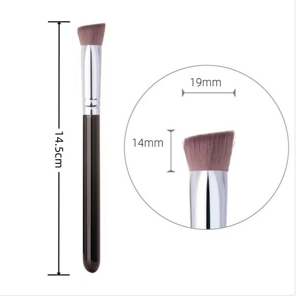 1 Pincel Triangular En áNgulo Para Iluminar, Corrector Y Contorno De Nariz, Para Iluminar La Zona Debajo De Los Ojos, De Pelo SintéTico, Para Base De Maquillaje Negro-image
