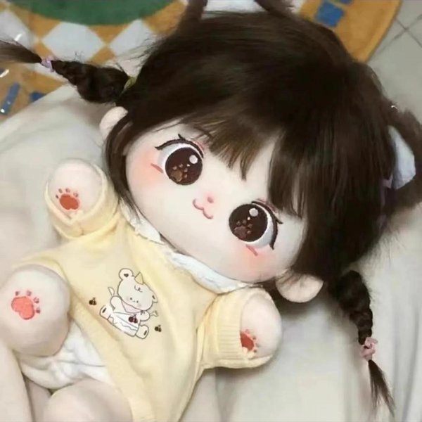 20Cm Miaomiao Cotton Doll Stock Wymienne Ubranka Dla NiemowląT Pluszowa Lalka Ubieranka Cospslay Anime Figurka DziecięCa Dziewczyna Zabawki Having A Skeleton-image