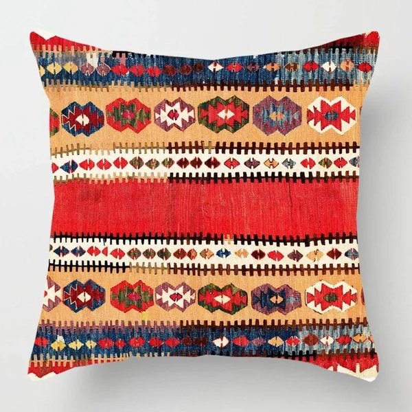 DecoracióN Del Hogar GeoméTrica ÉTnica Marroquí Bohemia Funda De CojíN Oficina Sofá Funda De Almohada Exterior Camping Funda De Almohada De Abrazo 45X45Cm-image