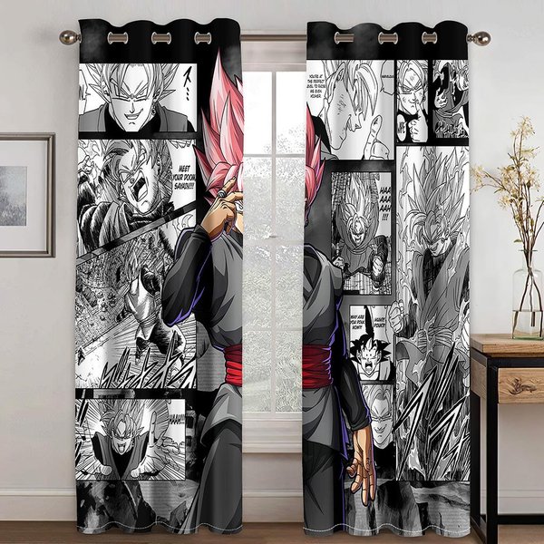 Anime Dibujo Animado Manga PelíCula Infantil Estilo JaponéS 3D EnvíO Gratis 2 Piezas NiñOs NiñO Cortina De Ventana Sala De Estar Dormitorio DecoracióN 100W130H(Cm)40X51In&Hook Gray-image