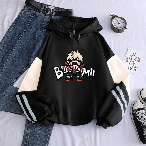 GorąCe Anime My Hero Academia Bakugo Katsuki Nadruk Graficzny Bluza Z Kapturem MęSka Damska Bluzy Oversize Casualowa Bluza Streetwear Harajuku XXL Black-image