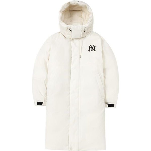 MLB New York Yankees Logo Nadruk Kurtka Puchowa Z Kapturem I Zamkiem DłUga Kurtka Unisex BiałA 3ADJB1426-50CRS-1 L White-image