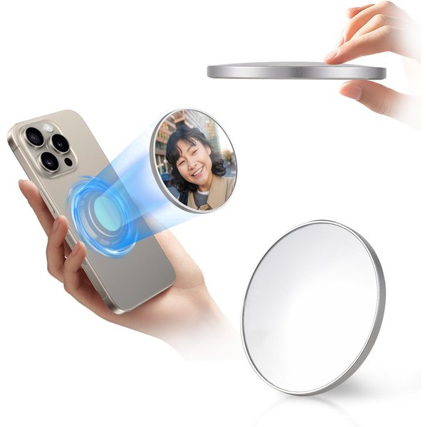 Uniwersalne Magnetyczne Lusterko Do Selfie Do Tylnej Kamery Telefonu Uniwersalne Lusterko Do Selfie Do Telefonu Zamienne Srebro-image