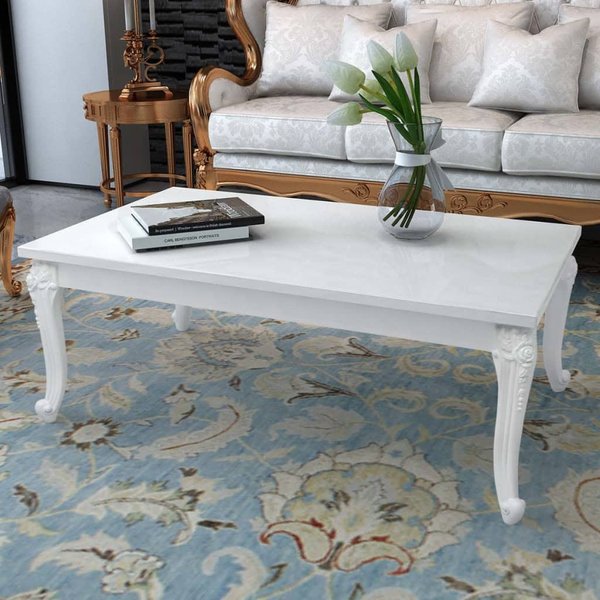 Vidaxl Mesa De Centro, 115X65X42 Cm, Alto Brillo, Blanco-image