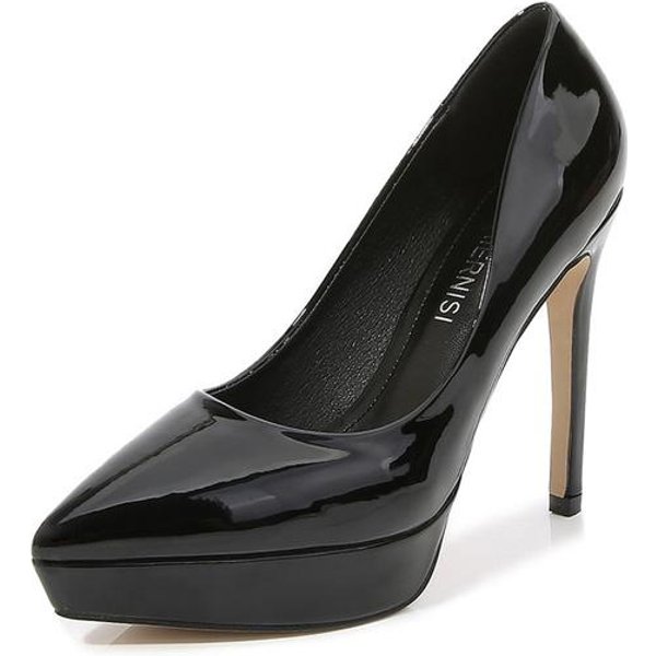 Luksusowe Damskie 12Cm Wysokie Obcasy 2,5Cm Platforma Fetysz Pompy Lady Pleaser Klub Nocny Bal Wybieg śLub BłYszcząCe SkóRzane Buty 40 Black-image