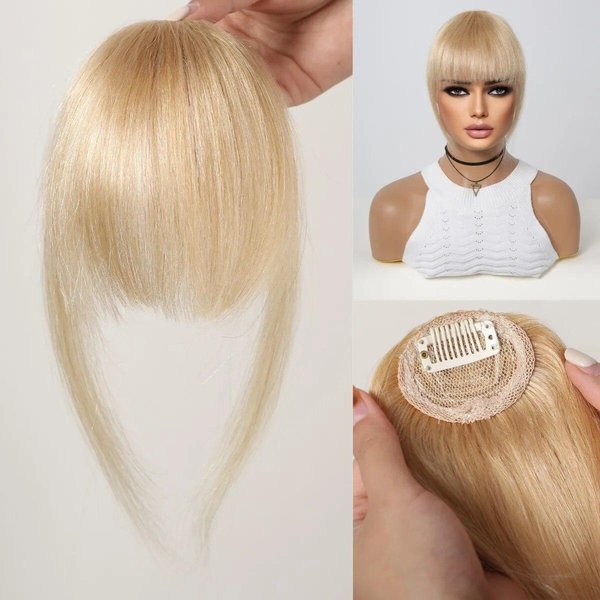 Haircube 100% Grzywka Z Ludzkich WłOsóW Nad GłOwą Doczepiane WłOsy Doczepiane BrąZowe WłOsy Naturalne Delikatne Grzywki FręDzle Treski Dla Kobiet W Grzywce Powietrznej Beige-image