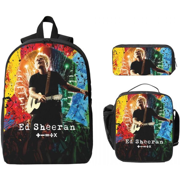 Zestaw 3 PlecakóW Ed Sheeran Loop Tour 2026 Dla Dzieci, PióRniki, Zestawy TornistróW Z Pojemnikiem Na Lunch Dla UcznióW, Plecak Blue-image