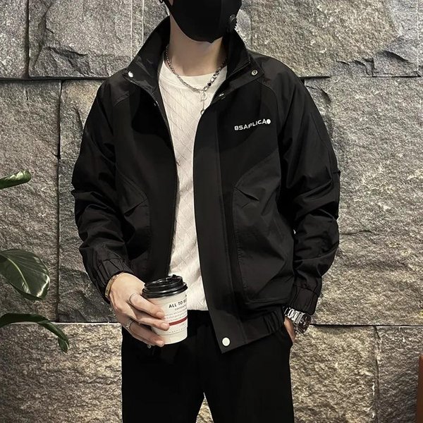 Chaqueta De Trabajo Elegante Para OtoñO E Invierno Nueva Tendencia Para Hombre Bordada Casual De AlgodóN Con Cuello Alto Ropa Para Hombre 4XL Black-image