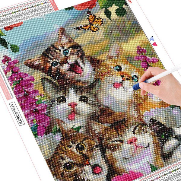 Pintura De Diamante 5D, Bordado De Diamantes De Gato, Pantalla Completa, Mosaico De Animales, Diamantes De ImitacióN Redondos Completos 20X30-image