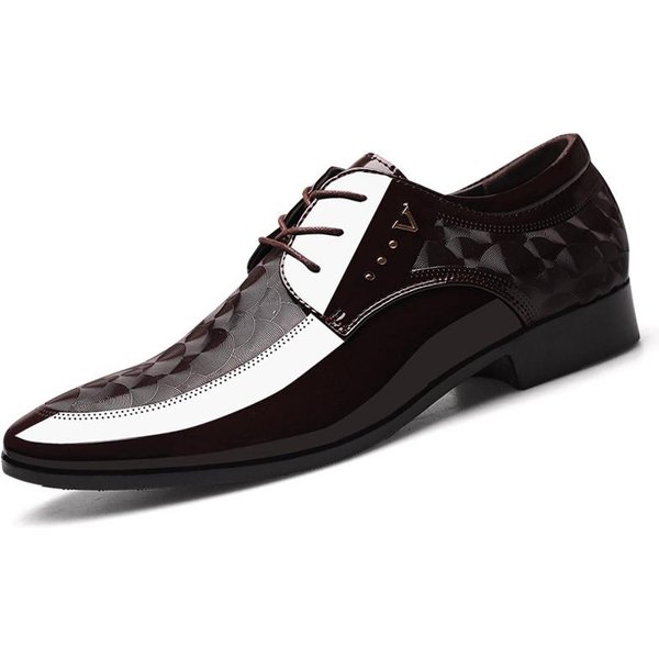 Zapatos De Cuero Brillante Nuevos De Primavera, Zapatos Formales De Negocios Para Hombres, Zapatos De Hombre De Gran TamañO, Zapatos De Boda Que Combinan Con Todo 48 MarróN-image