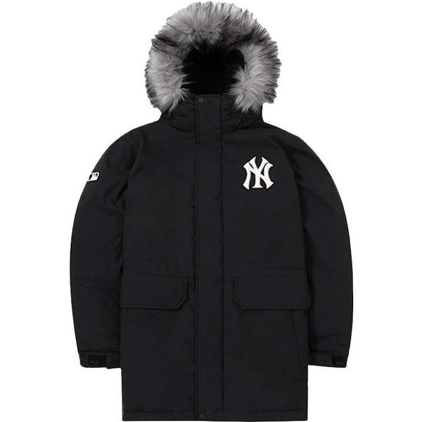 MLB New York Yankees Haftowane Logo Z Literami Bluza Z Kapturem DłUgi RęKaw Kurtka Robocza Puchowa KróTka Kurtki Unisex Czarny 3ADJB1926-50BKS L Gray-image