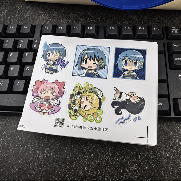 48 Szt. Kawaii Anime Puella Magi Madoka Magica Naklejki Kaname Madoka Akemi Homura Naklejki Na Laptop Telefon KreskóWkowe Naklejki Dziewczynka-image