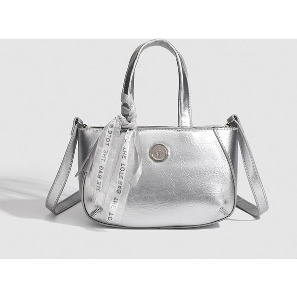 Teksturowana Niszowa Torebka Damska Moda Moda Srebrna MałA Kwadratowa Torba Z Pojedynczym Paskiem Na Ramię Torba Crossbody Srebro-image