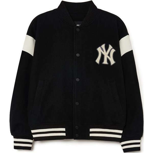 Serie Estilo Universitario MLB FW23 New York Yankees Estampado De Letras Chaqueta De BéIsbol Informal Chaqueta Unisex Negra 3AJPV0934-50BKS XXL-image