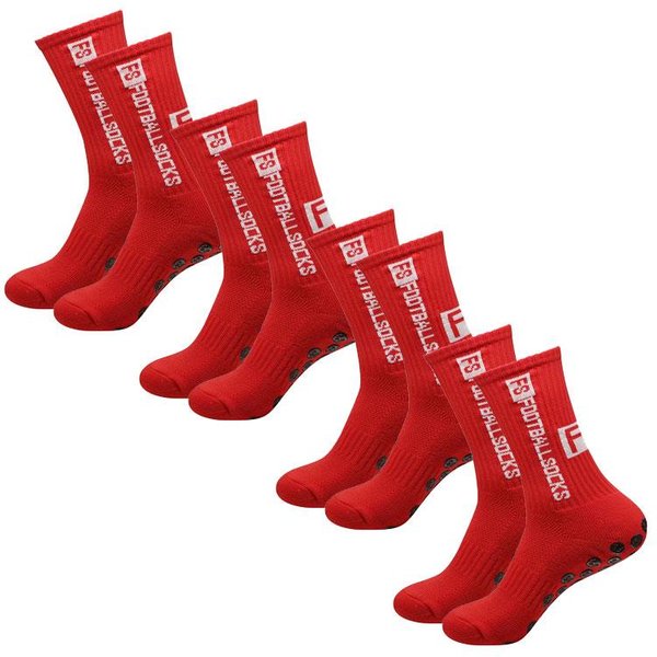 4 Pares De Calcetines De FúTbol, Calcetines Deportivos Con Agarre, Calcetines Antideslizantes Para Baloncesto, Calcetines De FúTbol De AlgodóN Antideslizantes De Goma One Size Red-image