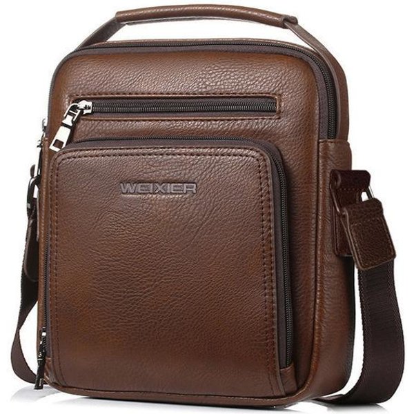 Weixier MęSka Pu SkóRzana Torba Na Ramię Vintage Messenger Torby MęSkie Bolsos MęSkie Torby Crossbody MęSka Torebka Torba Ze Sznurkiem One Size Czarny-image